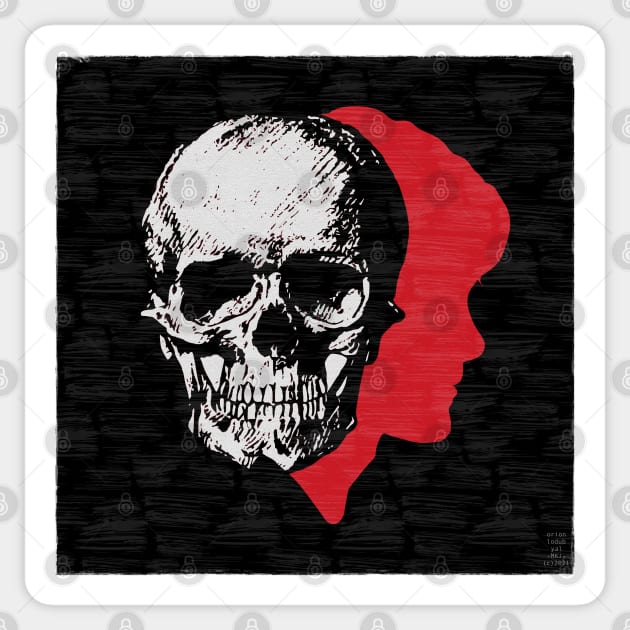Will Graham Blood Red Profile with Gray Skull Superimposed Sticker by OrionLodubyal